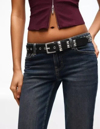 Cinto em Faux Leather com tachas – Acessórios