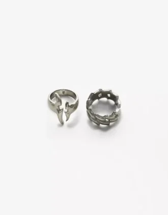 Conjunto de 2 anéis de aço – Acessórios – Homem