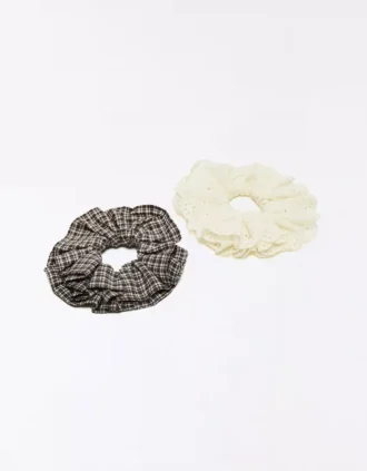 Conjunto de 2 elásticos para o cabelo com bordado suíço
