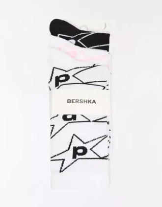 Conjunto de 3 pares de meias estampadas – Acessórios