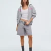 Hoodie Oversize com capuz e fecho, estampado