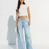 Jeans boyfriend de cintura baixa com estrelas