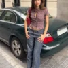 Jeans boyfriend de cintura baixa com textura