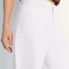 Jeans de cintura alta, corte reto e brilhantes