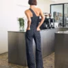 Jeans de cintura alta, corte Straight e com bolinhas