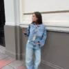 Jeans de cintura alta, corte Straight e perna Wide Leg