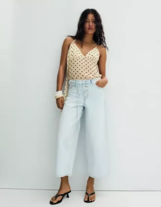 Jeans de cintura alta e perna Wide Leg
