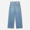 Jeans de cintura alta e perna Wide Leg com cintura cruzada – Calças