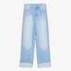Jeans de cintura alta, perna Wide Leg e reta com bainhas viradas para cima – Calças
