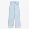 Jeans de cintura alta, perna Wide Leg e reta com bainhas viradas para cima – Calças