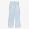 Jeans de cintura alta, perna Wide Leg e reta com bainhas viradas para cima – Calças
