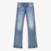 Jeans de cintura baixa com corte bootcut e abas