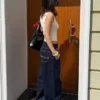 Jeans de cintura baixa e corte largo