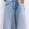 Jeans de cintura baixa e perna Wide Leg com botões à frente – Calças