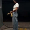 Jeans de corte largo e cintura baixa