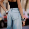 Jeans rasgados, de cintura alta e perna Wide Leg