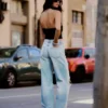 Jeans rasgados, de cintura alta e perna Wide Leg