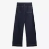 Jeans sem costuras, de cintura alta e perna Wide Leg, com bolsos – Calças – Mulher