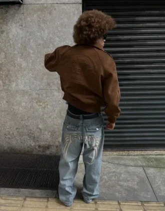 Jeans super largos com bordados – #Bershkastyle – Homem