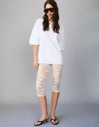 Leggings capri de renda