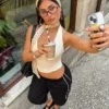 Lenço tipo gravata com bolinhas