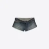 Mini-calções de Denim com cintura dobrada