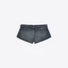 Mini-calções de Denim com cintura dobrada