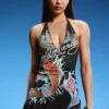 Mini-vestido com decote halter Ed Hardy X Bershka