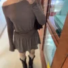 Mini-vestido de manga comprida com faixa – Vestidos e jardineiras