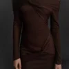 Mini-vestido de tule de manga comprida com nós – Vestidos e jardineiras