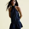 Mini-vestido em Denim