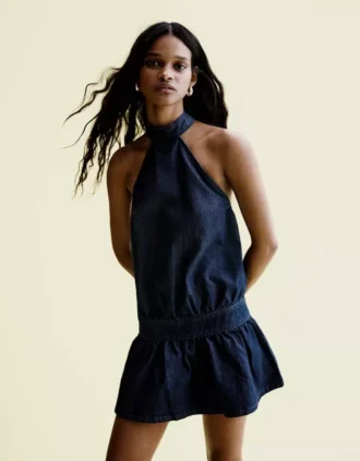 Mini-vestido em Denim