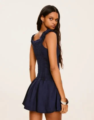 Mini-vestido em Denim