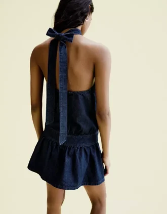 Mini-vestido em Denim