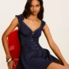 Mini-vestido em Denim