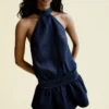 Mini-vestido em Denim