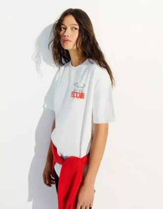 Oversize T-shirt de manga curta estampada – Mulher