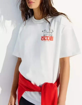 Oversize T-shirt de manga curta estampada – Mulher