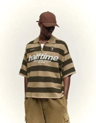 Polo de malha de manga curta com fecho – T-shirts e polos