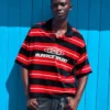 Polo de manga curta às riscas com bordado – T-shirts e polos