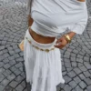 Saia midi com cintura dobrável