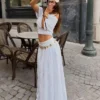 Saia midi com cintura dobrável