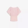 T-shirt com decote em V franzido – Mulher