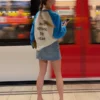 T-shirt de manga comprida com estampado contrastante