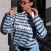 T-shirt de manga comprida com gola de Polo estampada – #Bershkastyle – Mulher