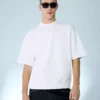 T-shirt de manga curta com canelado felpudo – T-shirts e Polos
