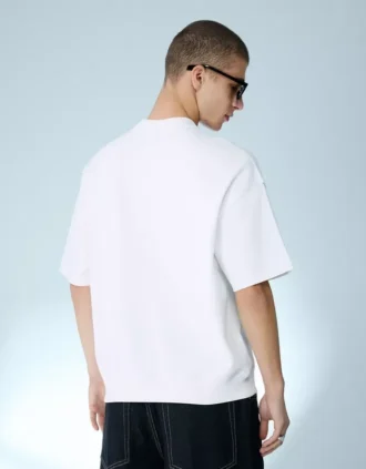 T-shirt de manga curta com canelado felpudo – T-shirts e Polos