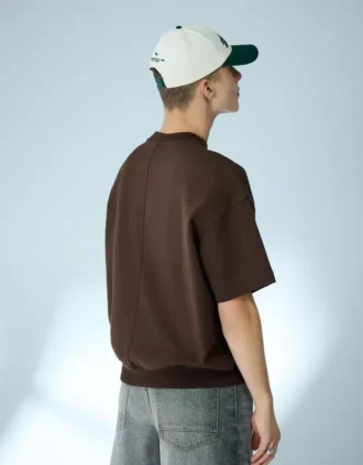 T-shirt de manga curta com canelado felpudo – T-shirts e Polos