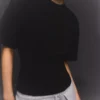 T-shirt de manga curta com cintura tipo espartilho