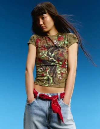 T-shirt de manga curta com estampado Ed Hardy X Bershka